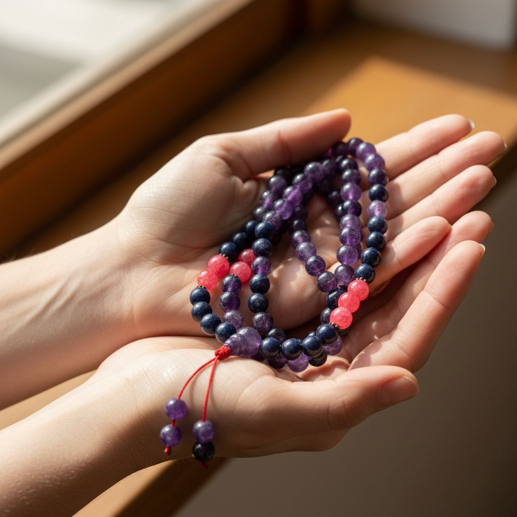 Mala collana tenuta in mano