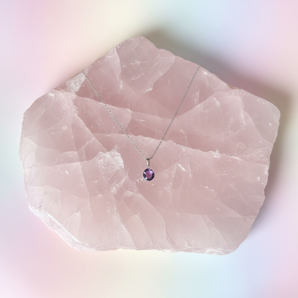 Collana con Ciondolo in Argento e Ametista Naturale