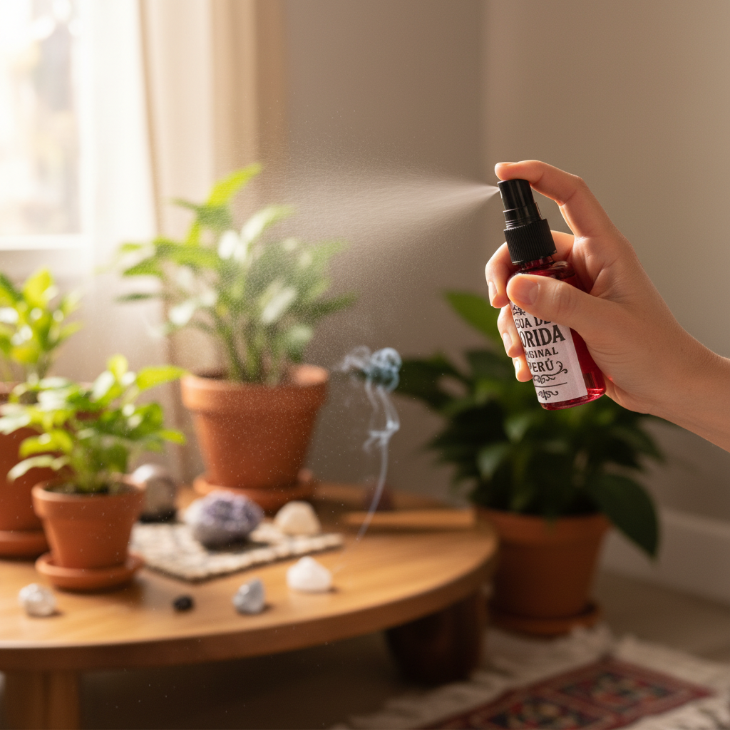 Mano che spruzza nebbia, rituale di cura personale