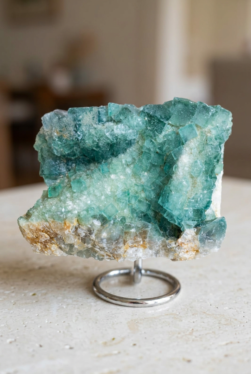 Fluorite verde esemplare 1, primo piano senza bordi