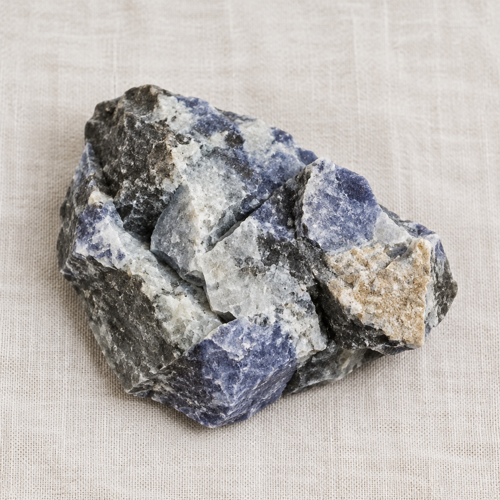 Sodalite grezza A++ su lino