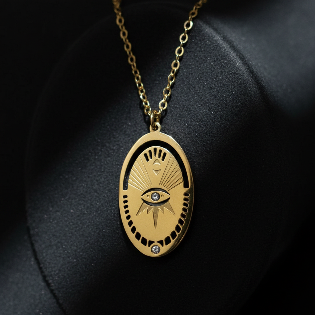 Collana Evil Eye gold - macro close-up ciondolo
