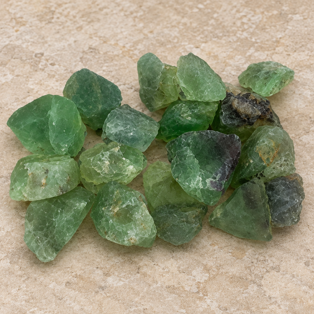 Assortimento di fluorite verde grezza