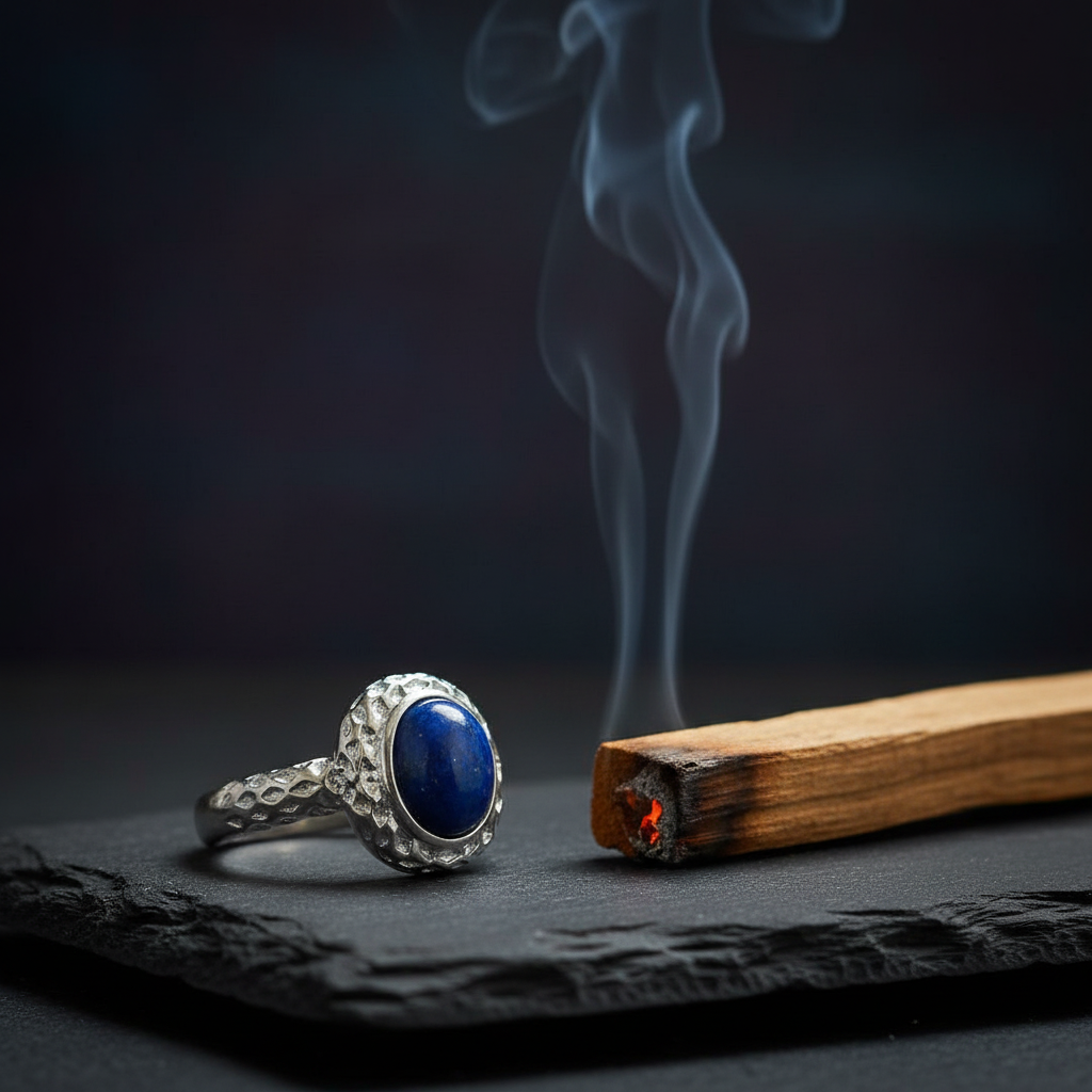 Anello lapislazzuli palo santo