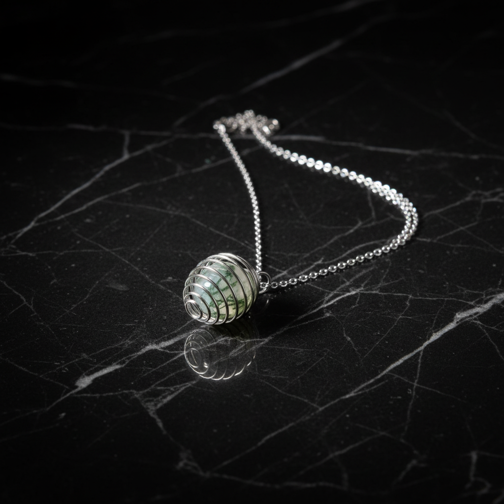 Collana Gabbia Agata Muschiata - marmo nero