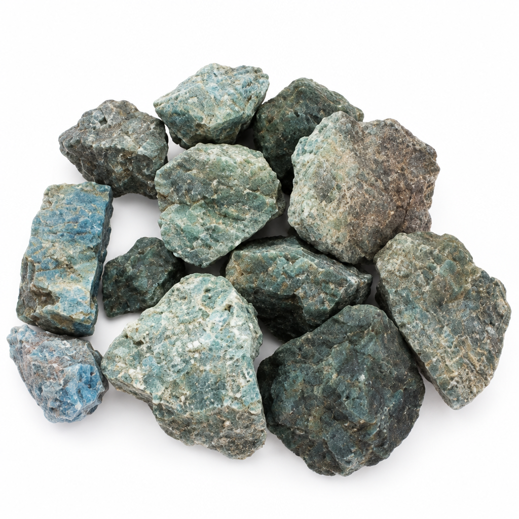 Apatite grezza su fondo bianco