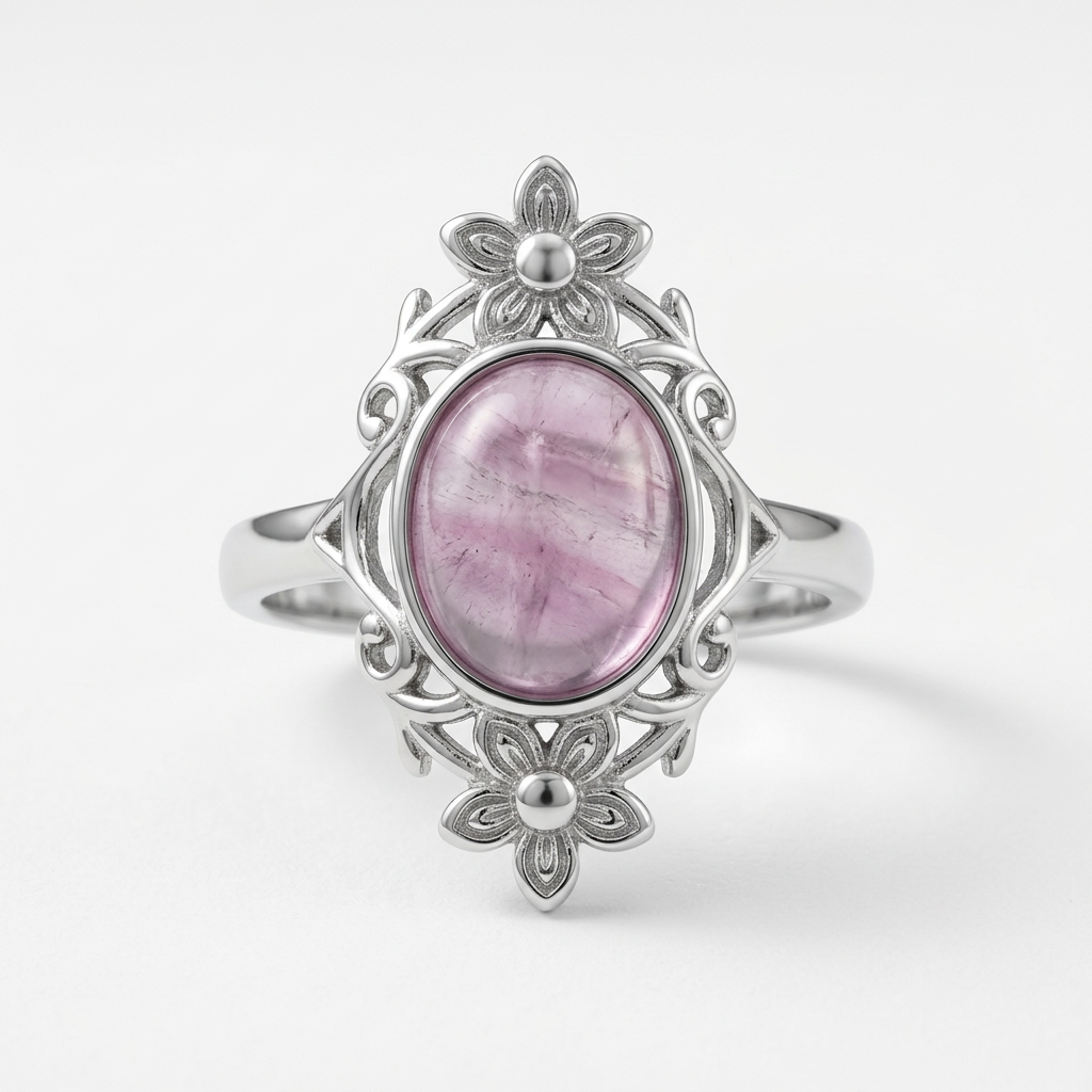 Anello in fluorite rainbow con luce morbida