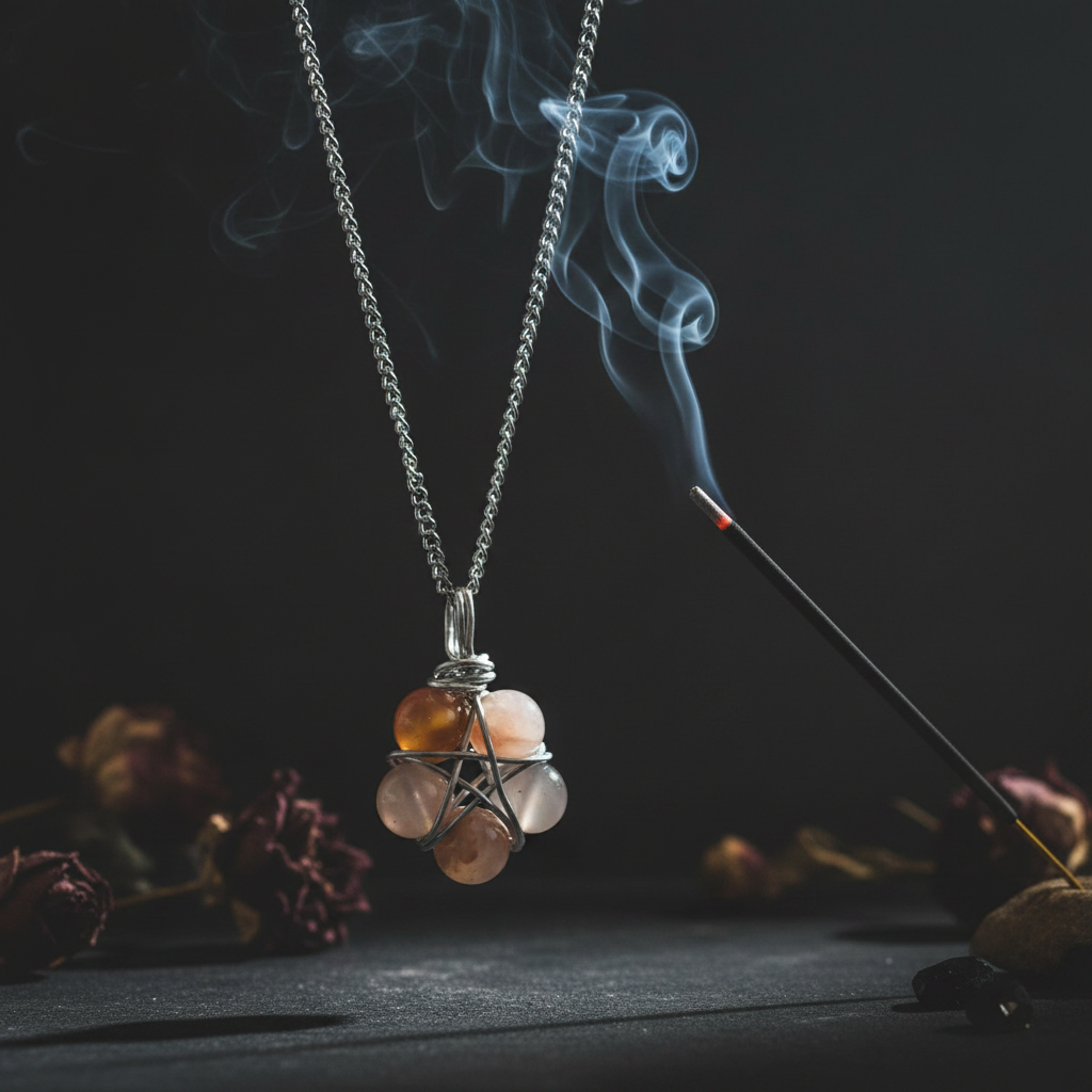 Collana Pentacolo Agata Sakura - con incenso e fumo