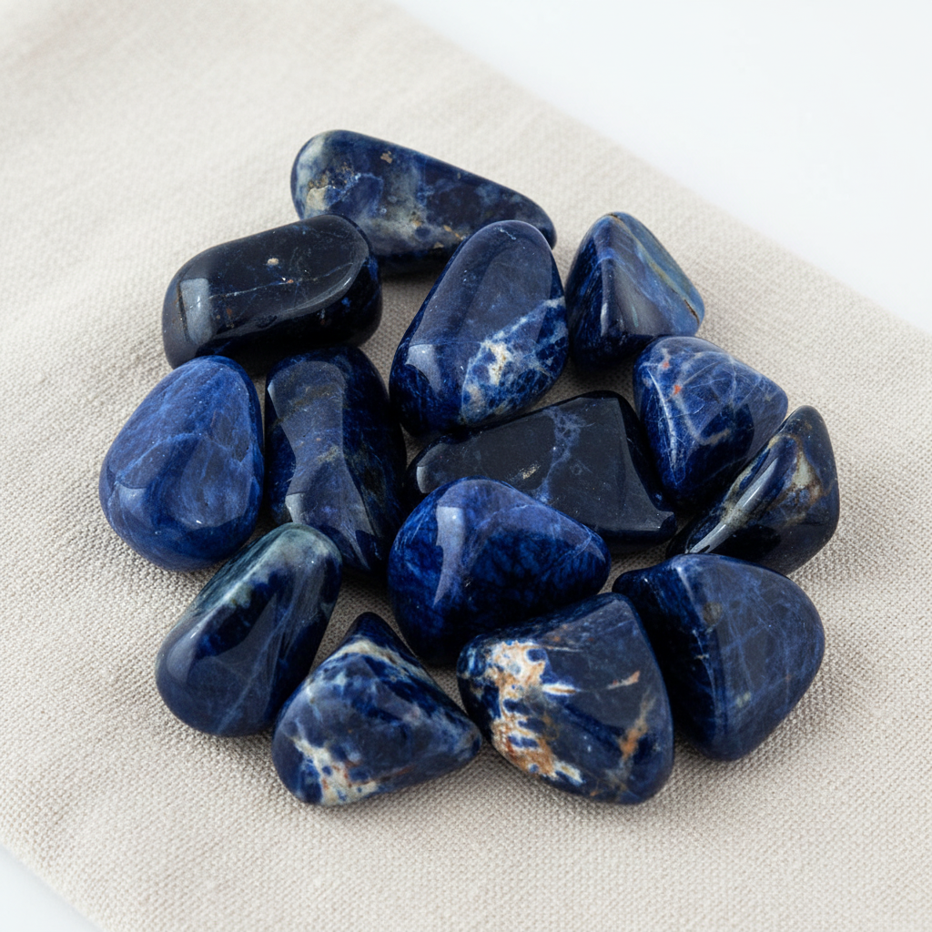 Sodalite burattata - lifestyle su lino