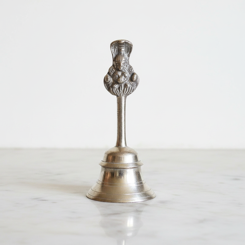 Campana puja Ganesha - marmo bianco