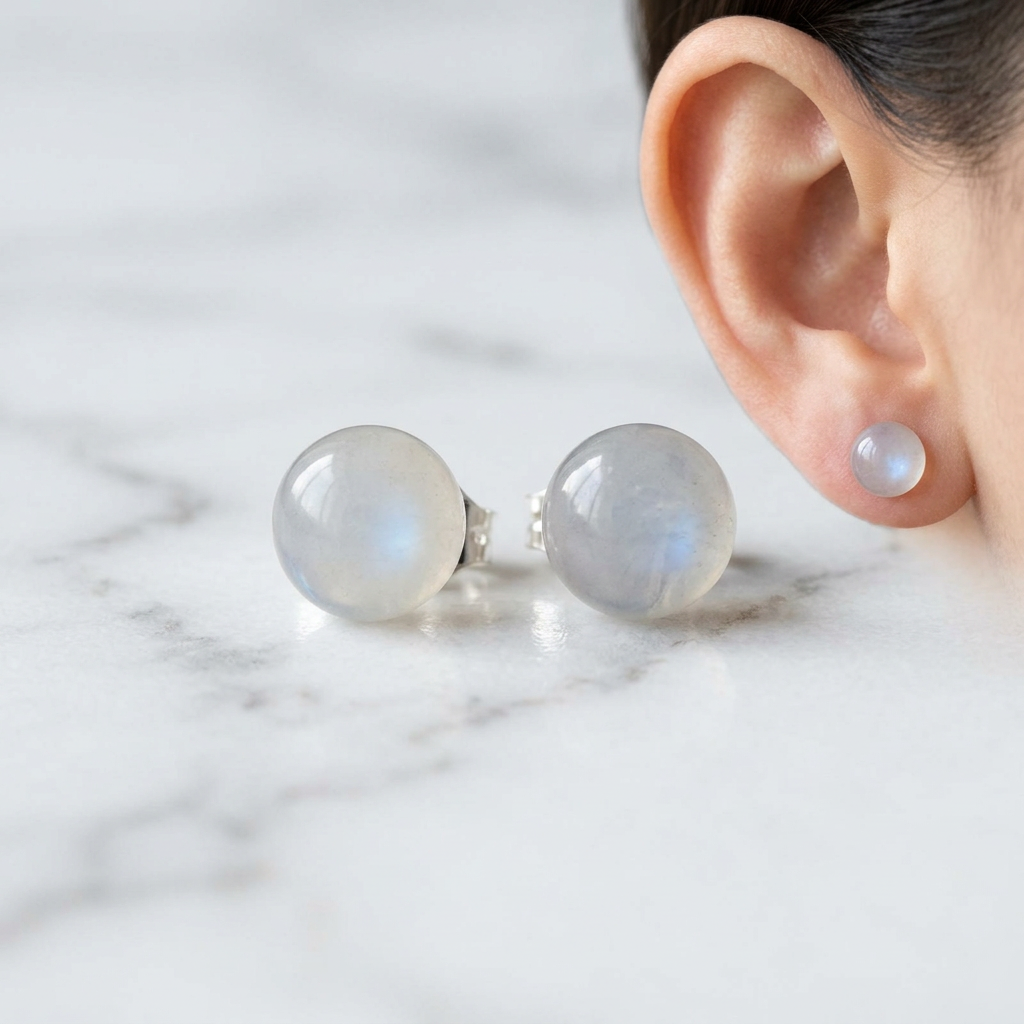 Orecchini Moonstone su marmo