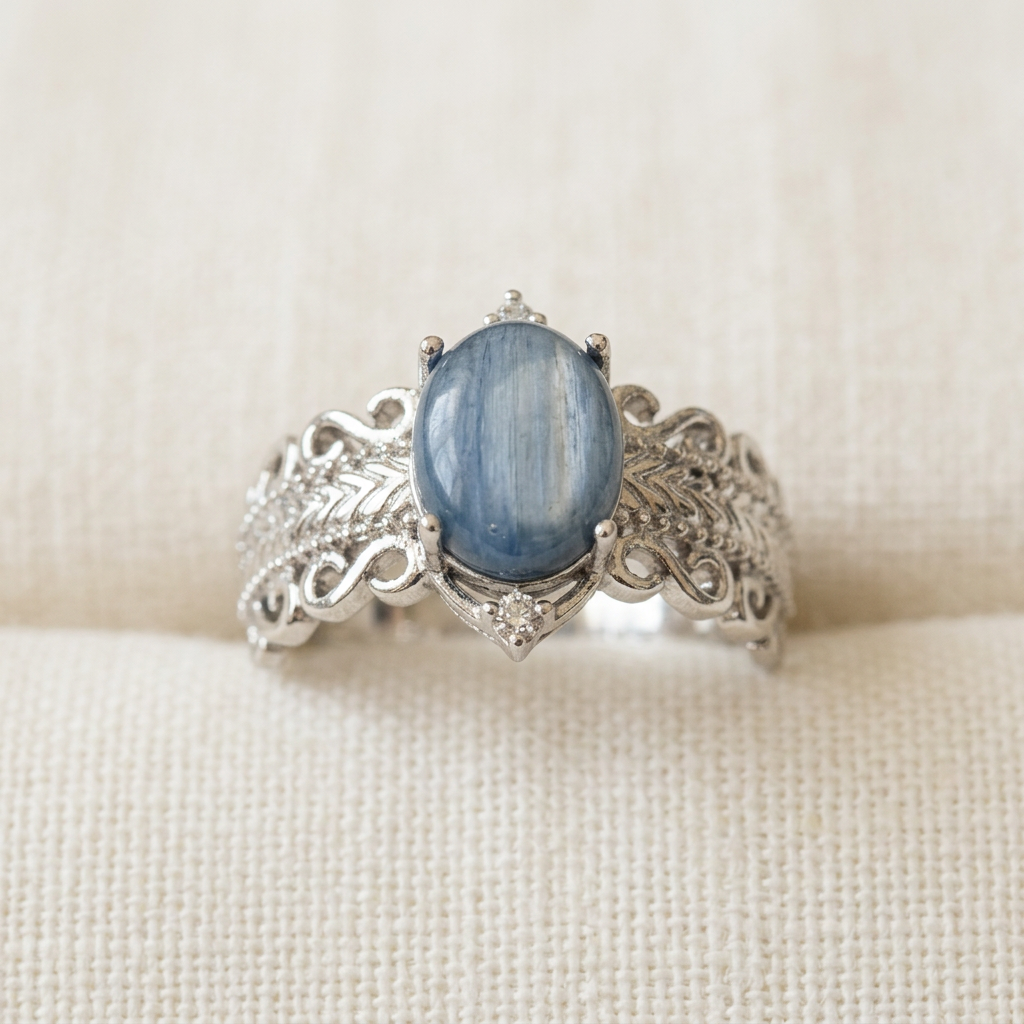 Anello con cianite 322 su lino