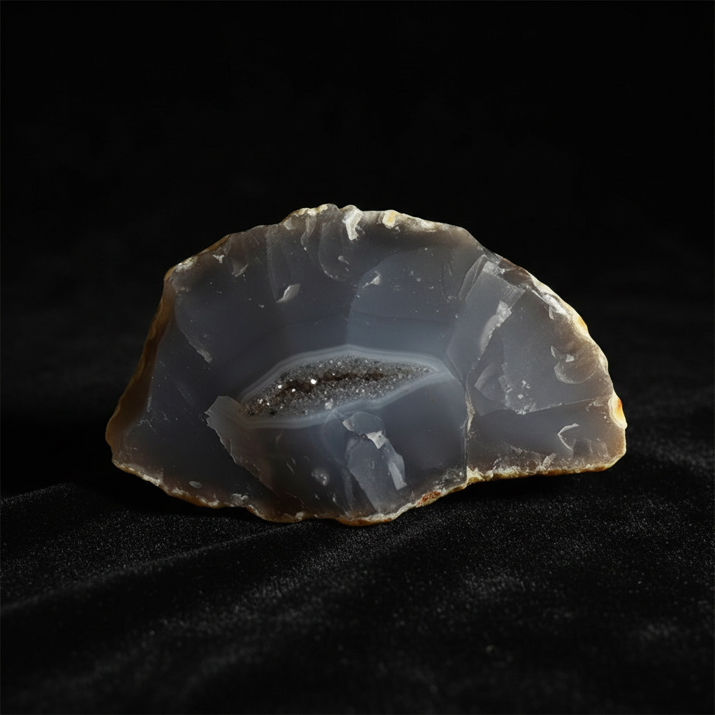 Fetta agata vena druzy - dark velluto nero