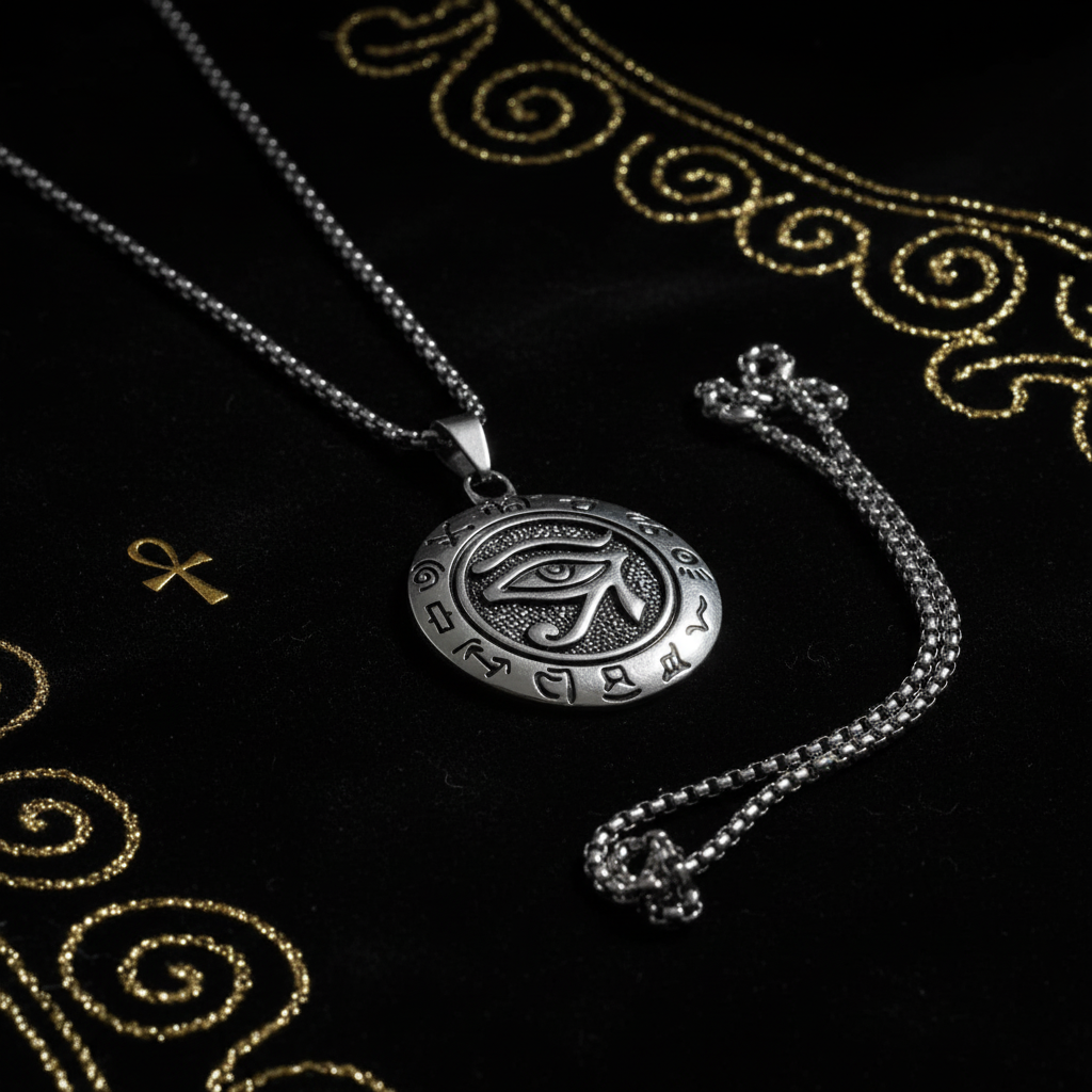 Collana Occhio di Horus - velluto nero con accenti oro