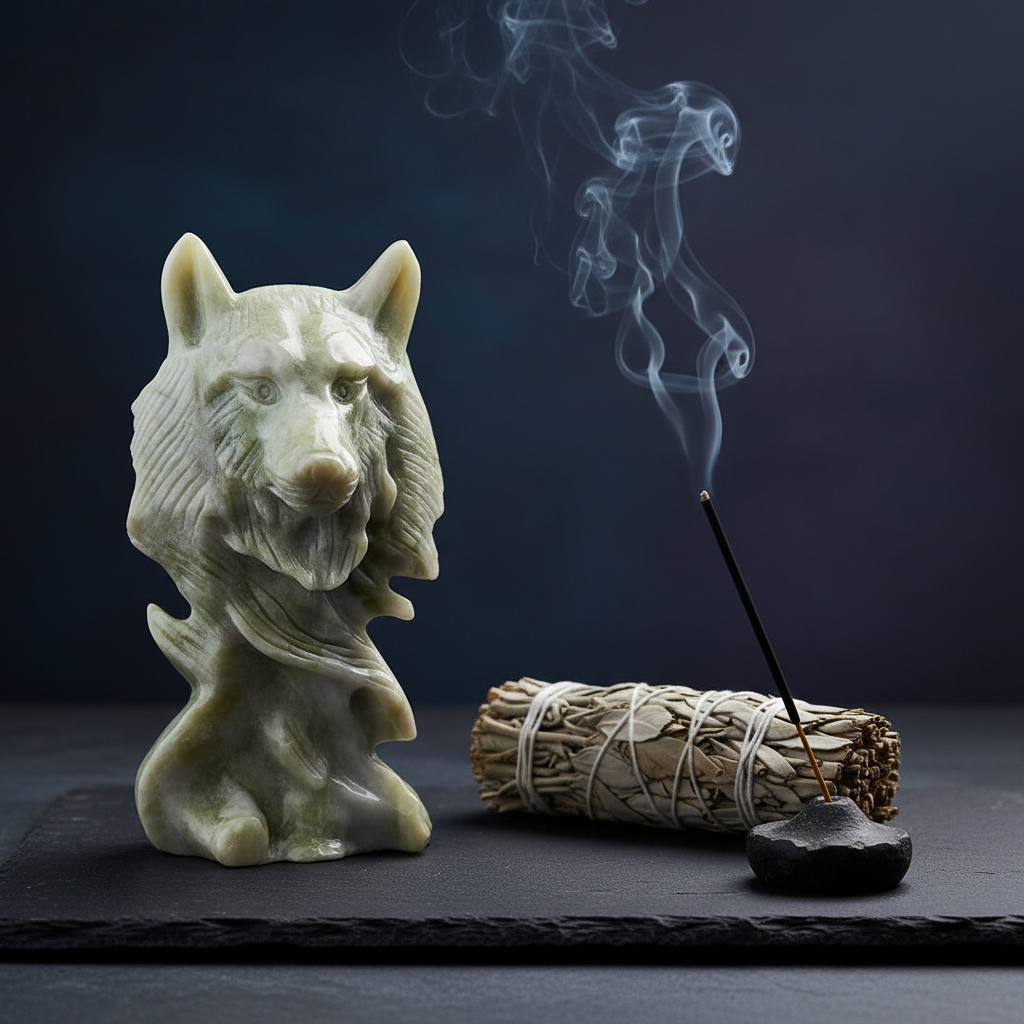 Lupo Serpentino - con incenso su ardesia