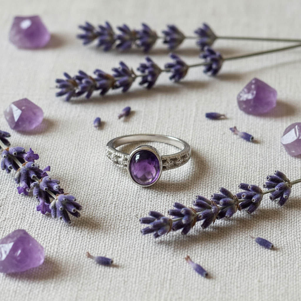 Anello ametista composizione lavanda