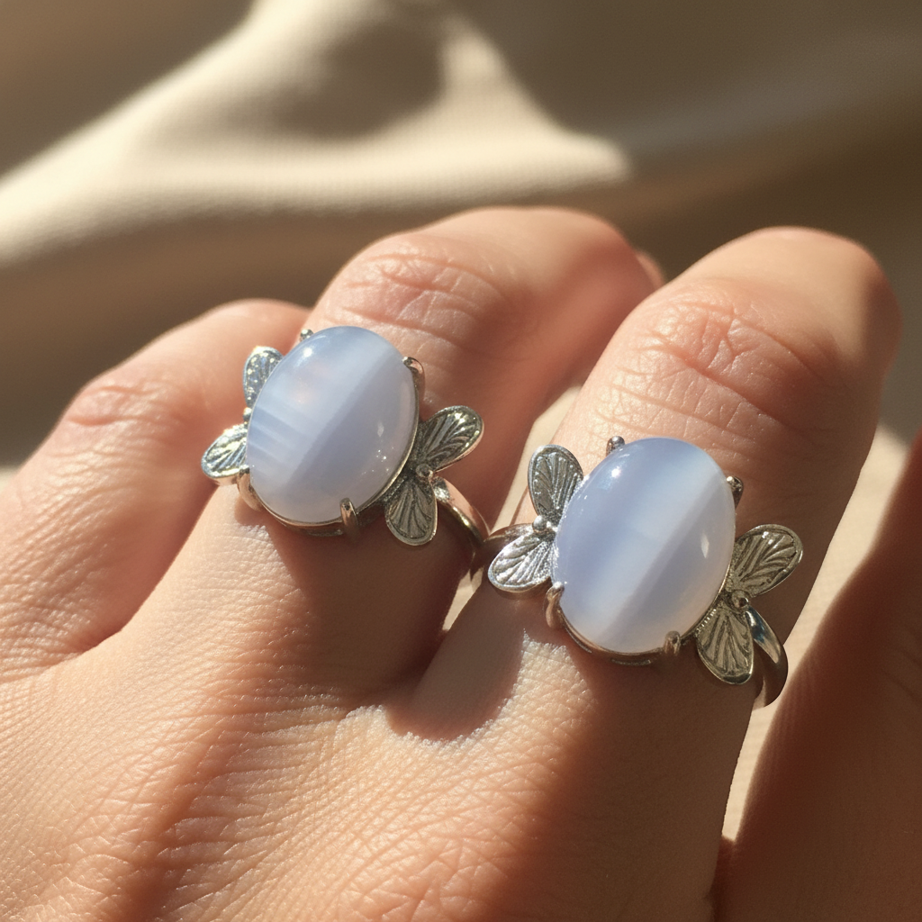 Anello agata blue lace lifestyle indossato