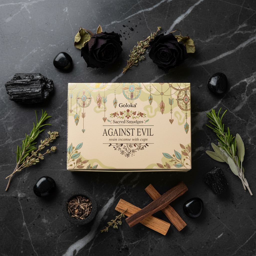 Flatlay marmo scuro con tormalina e ossidiana