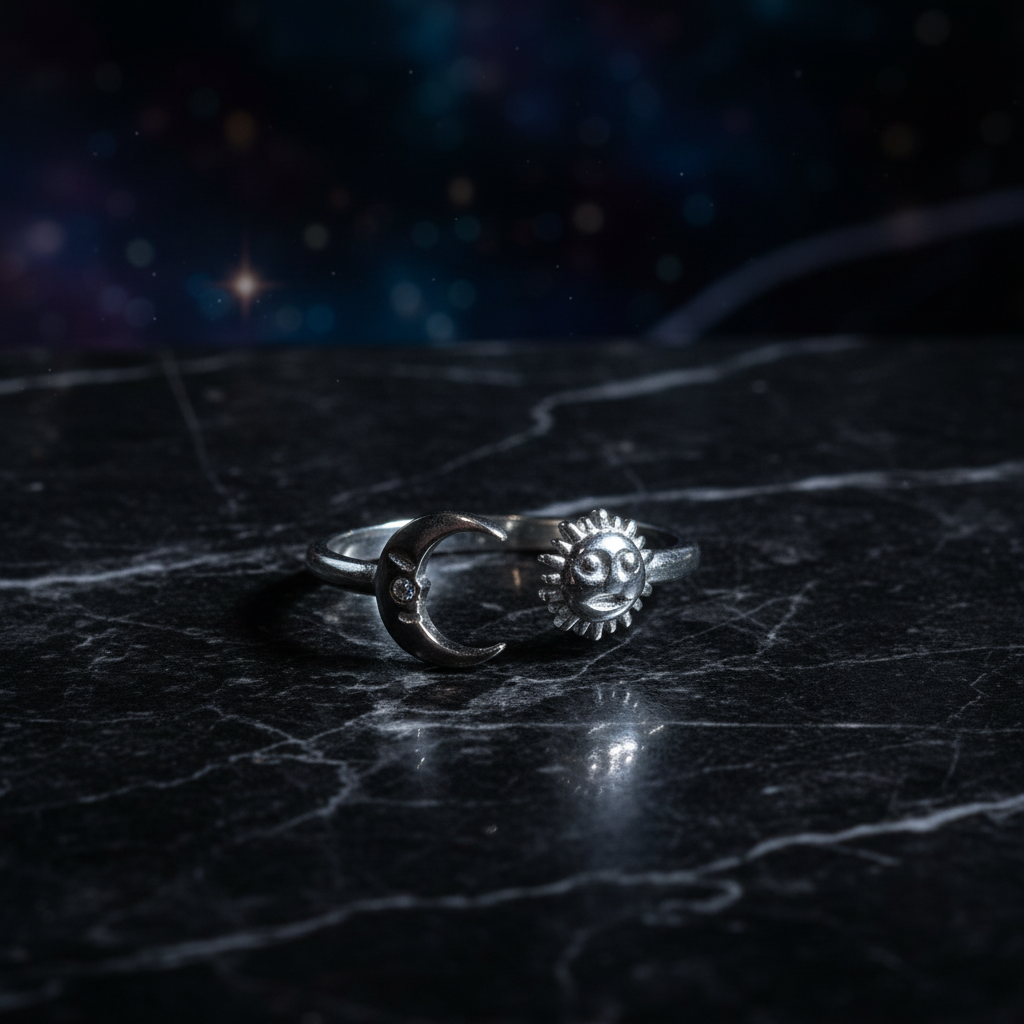Anello Sole Luna - Marmo nero