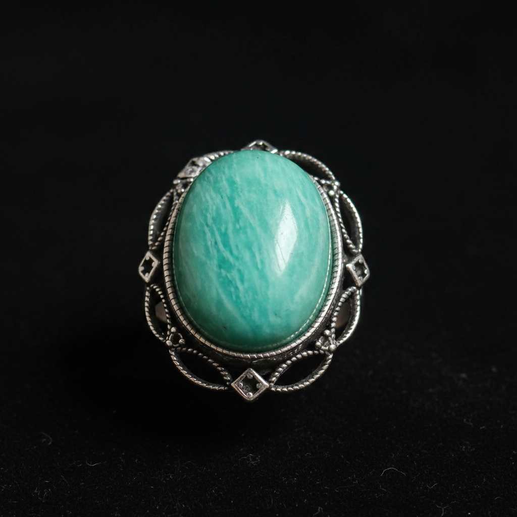 Anello amazzonite macro close-up
