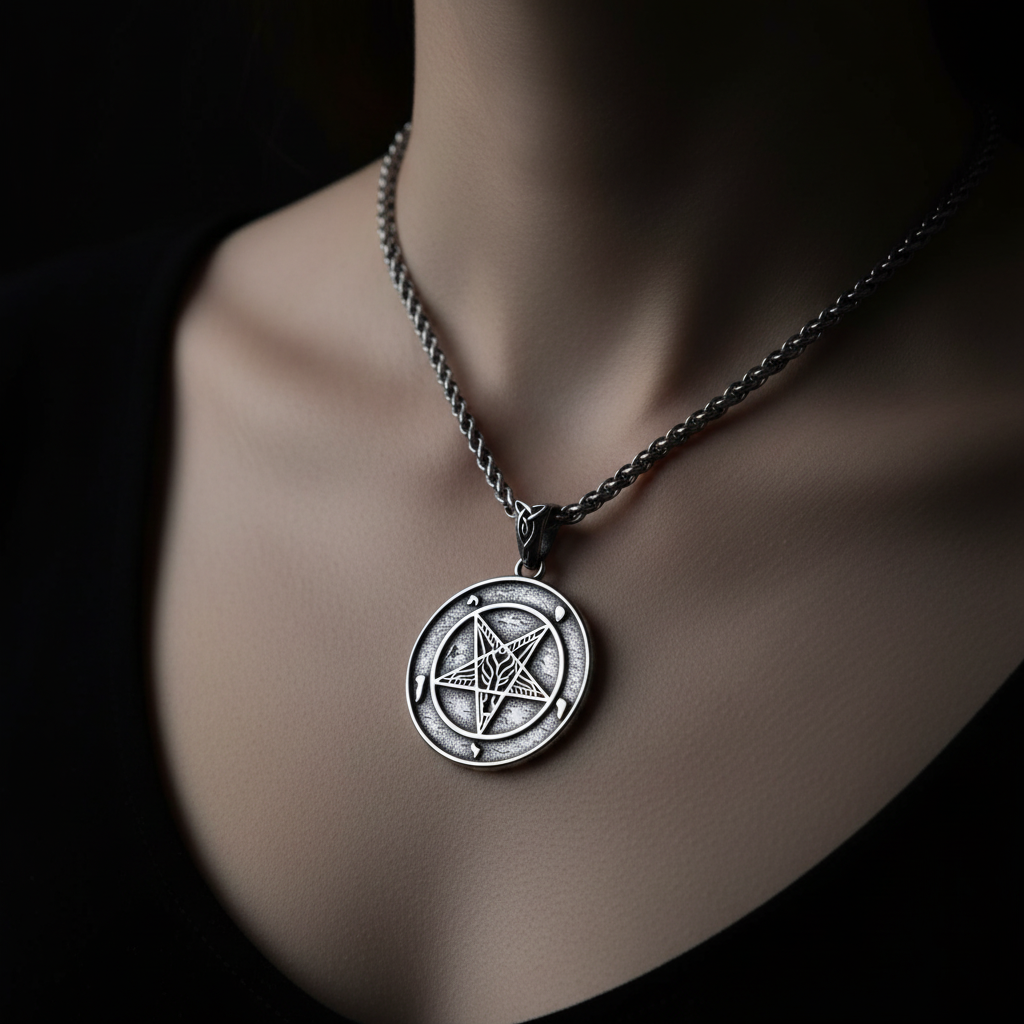 Collana Pentacolo Lucifero indossata dark feminine