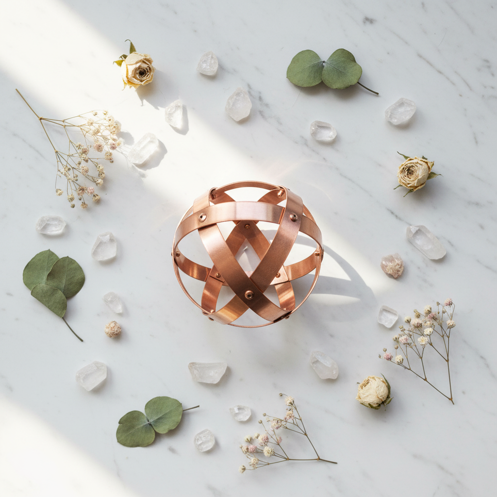 Genesa Rame 8 cm - flat lay marmo con cristalli