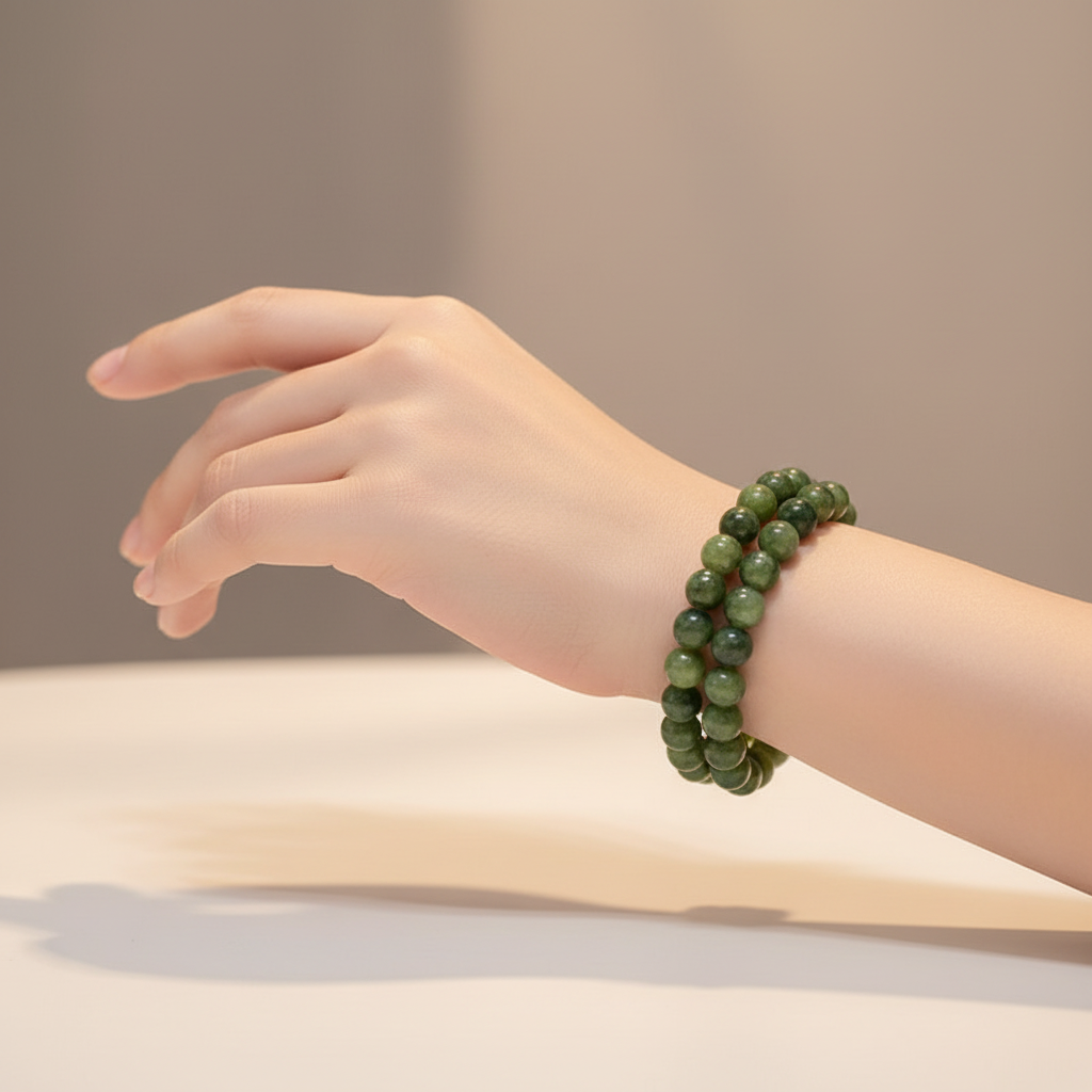 Bracciale Giada Xiu Yan 8mm - lifestyle indossato 2