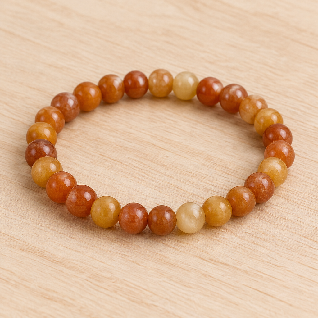 Bracciale in avventurina rossa su legno