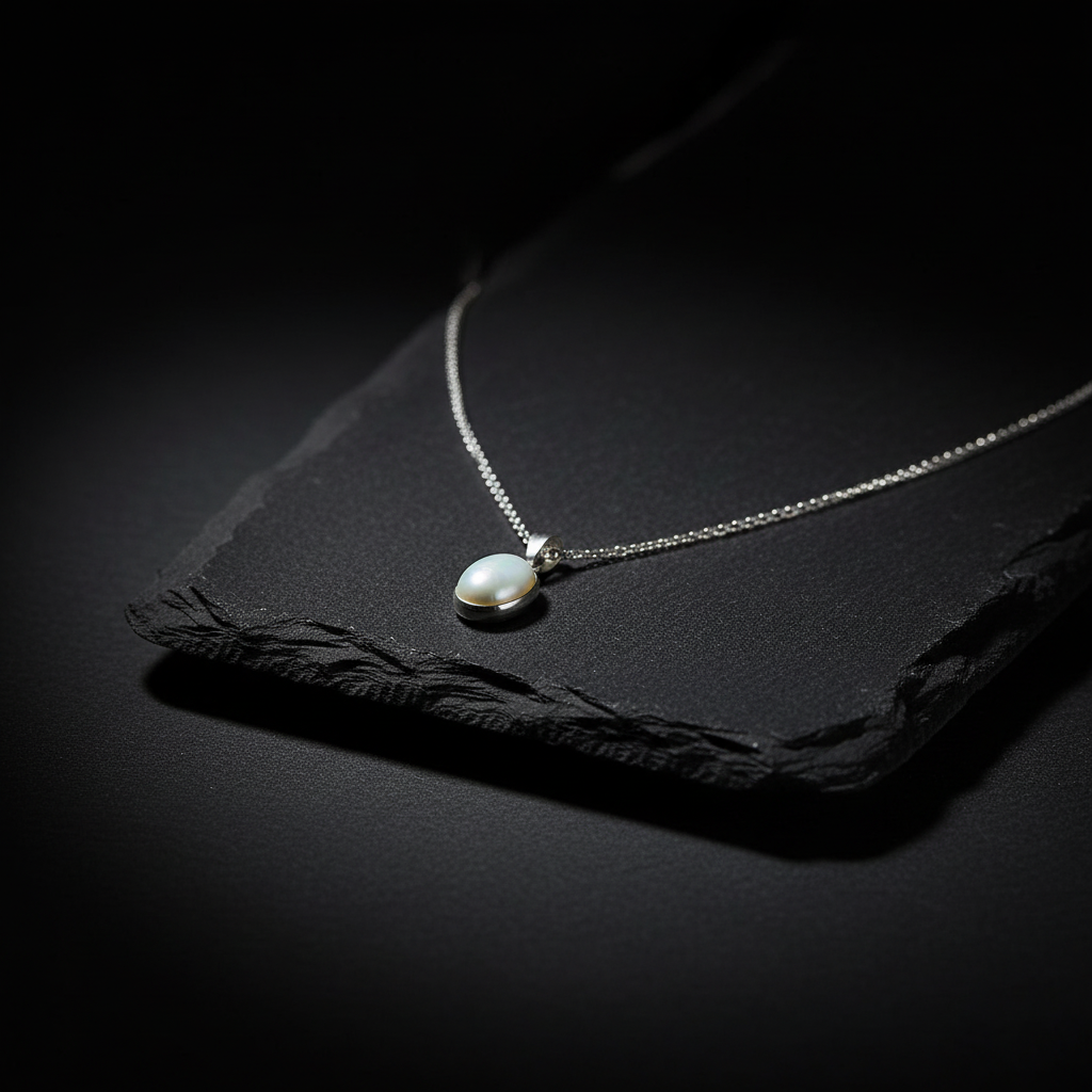Collana con Ciondolo in Argento e Labradorite Bianca Rainbow