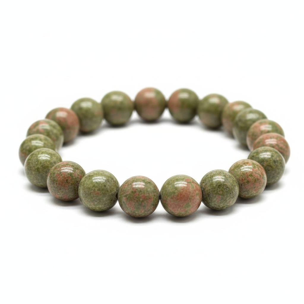 Bracciale Unakite 8mm - close-up dettaglio