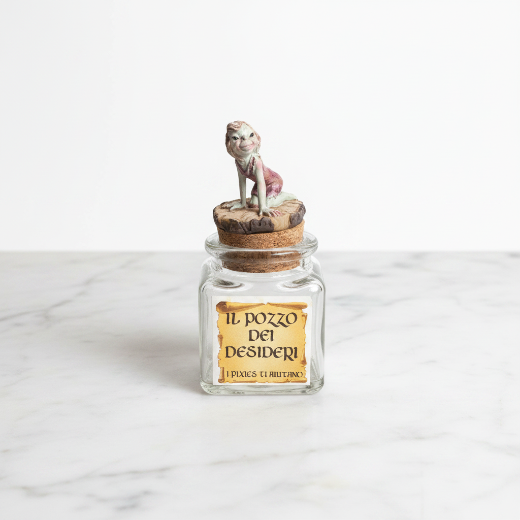 Pozzo dei Desideri Pixie - flatlay su marmo