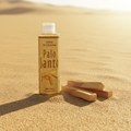 Bottiglia Agua de Colonia Palo Santo su sabbia dorata con legni di palo santo