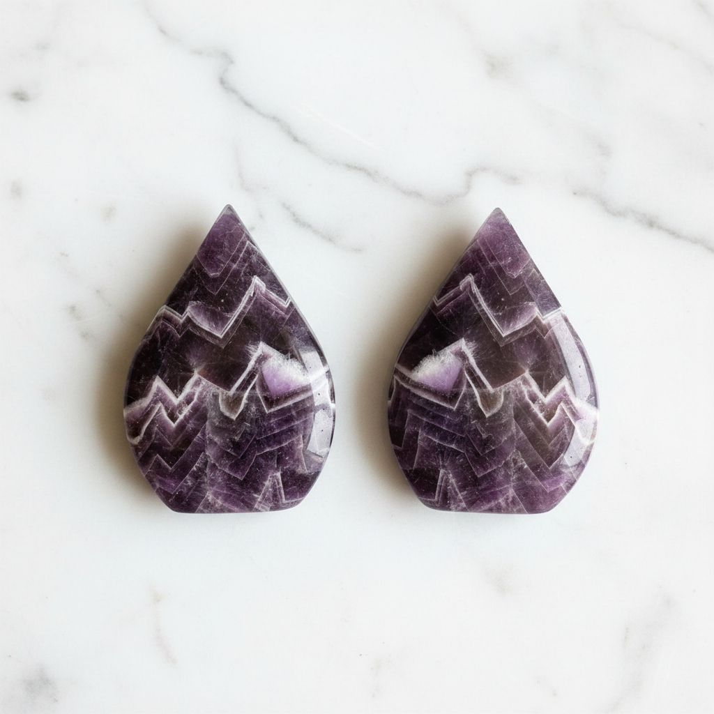 Fiamme Ametista Chevron - flatlay su marmo