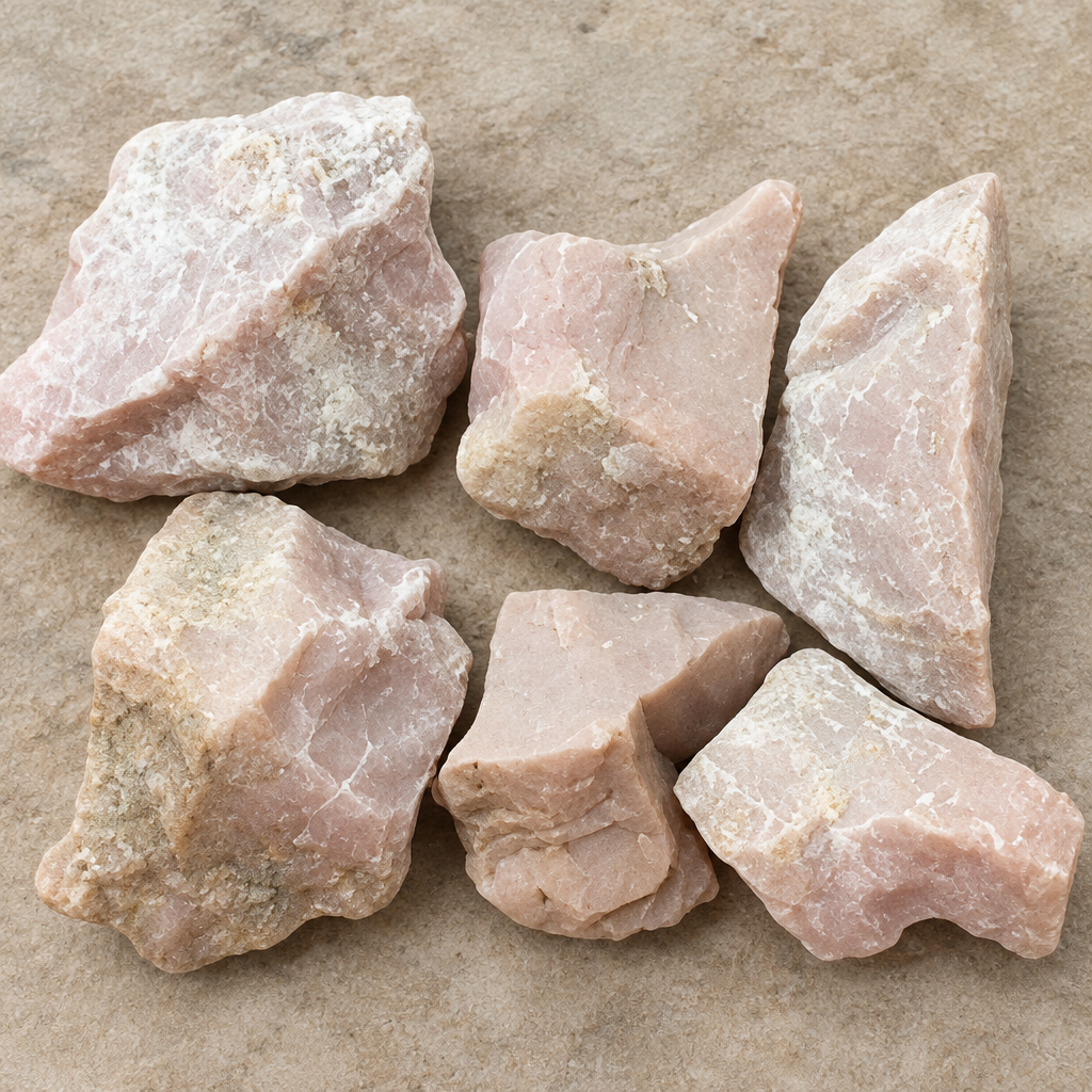 Assortimento di opale rosa grezzo