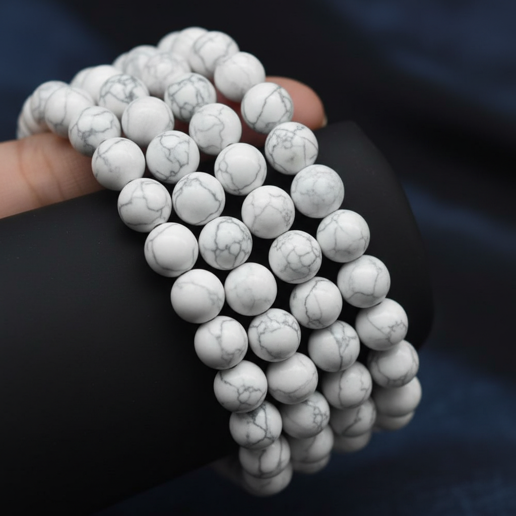 Bracciale Howlite Bianca - Close-up macro