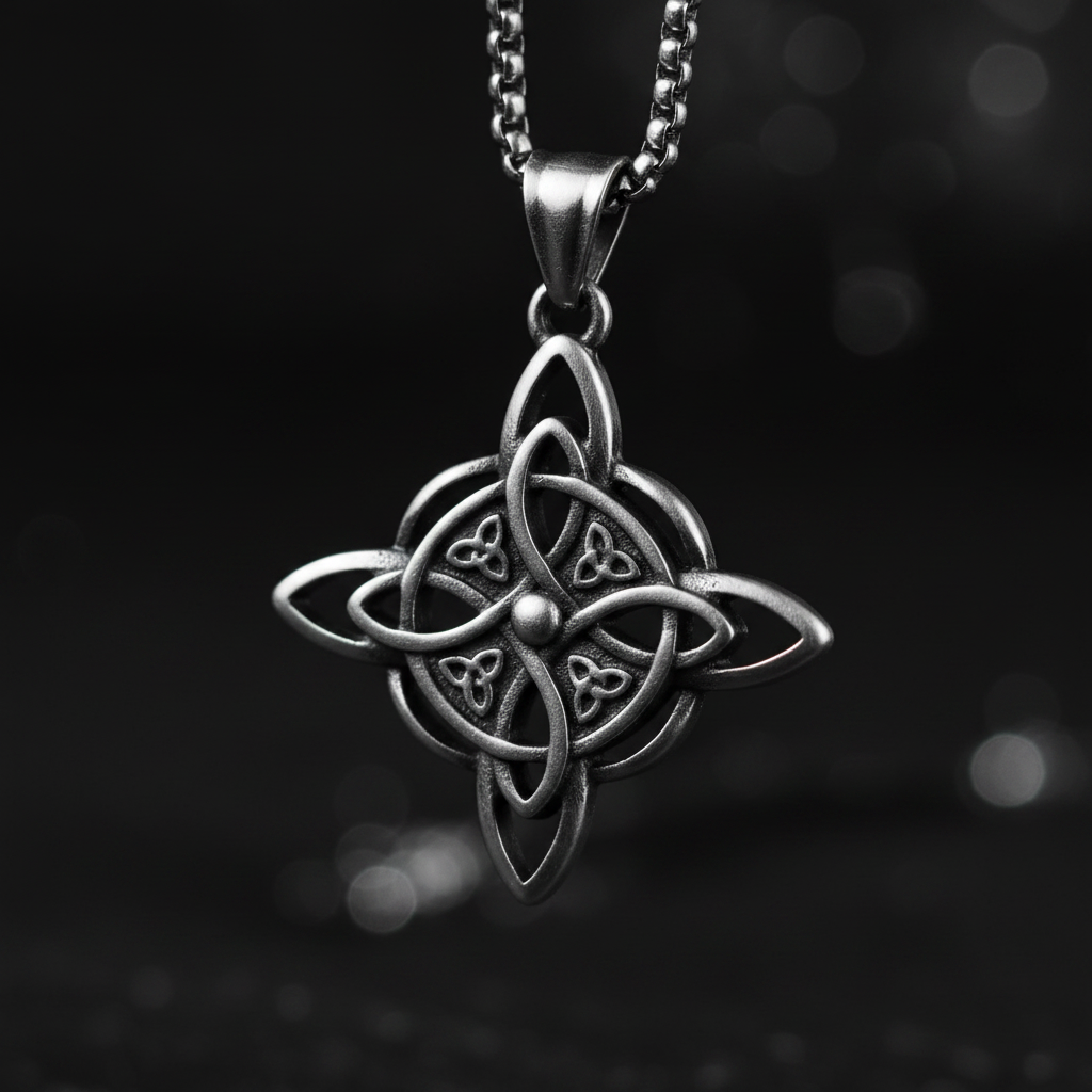 Collana Nodo della Strega silver - macro close-up dettaglio nodo