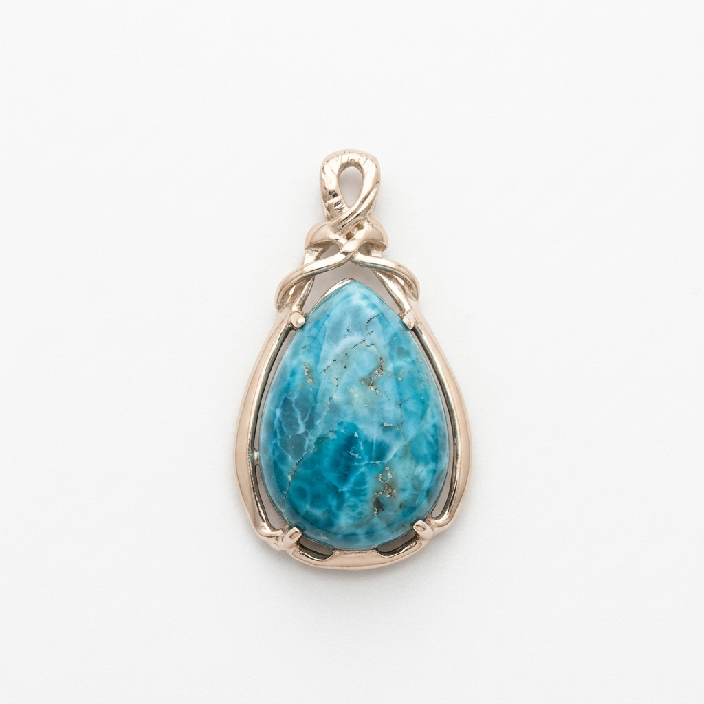 Ciondolo in apatite e rame con luce morbida