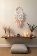 Acchiappasogni quarzo rosa - angolo meditazione cristalli