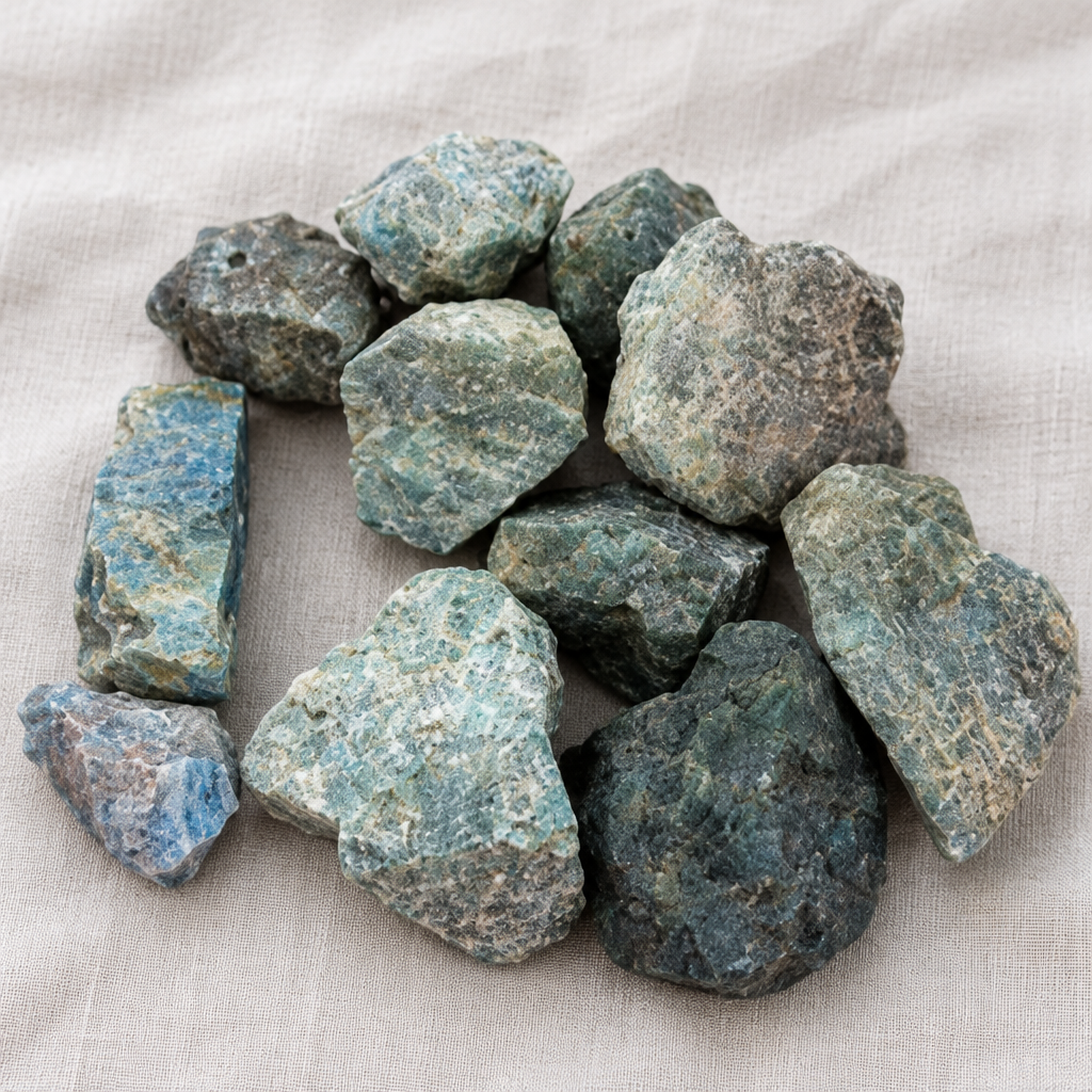 Apatite grezza su lino