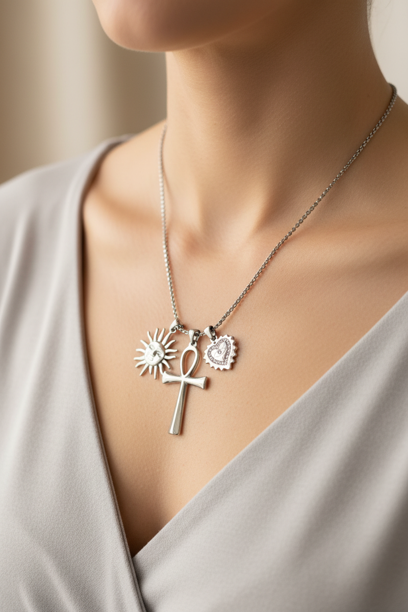 Collana Egypt acciaio inox indossata - lifestyle