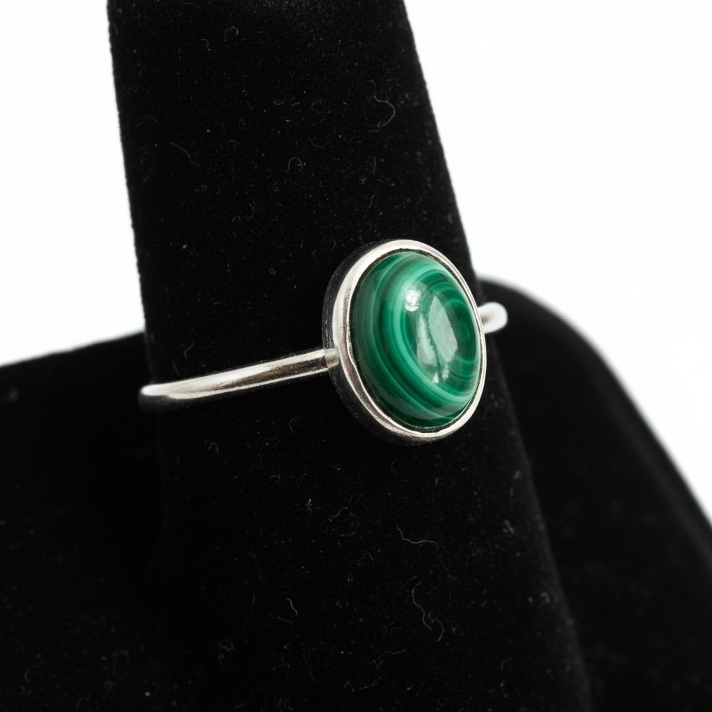 Anello malachite - macro dettaglio pietra
