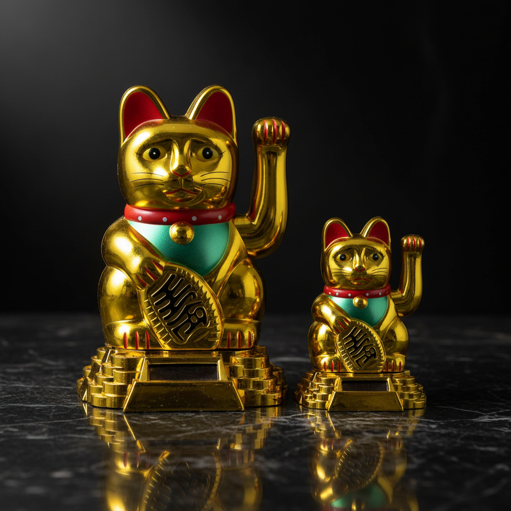 Maneki Neko Dorato - confronto taglie