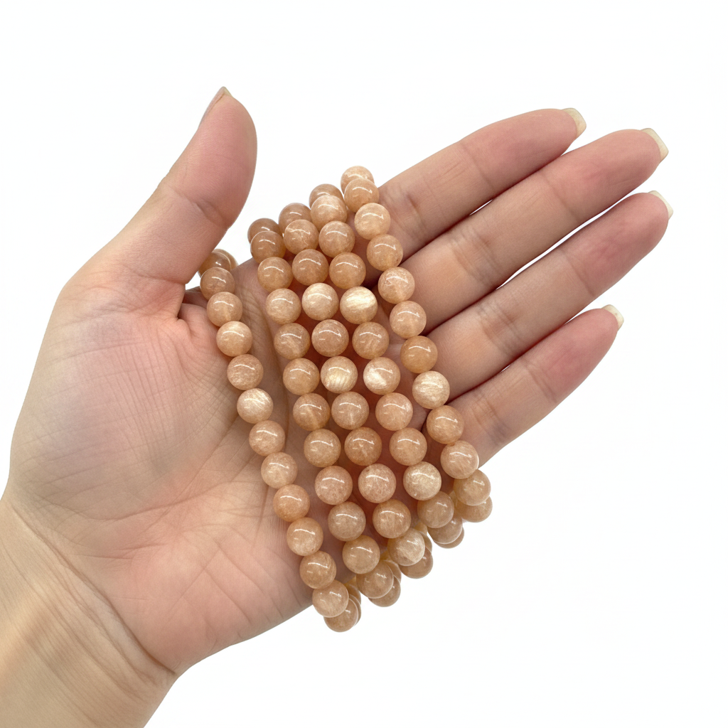 Bracciali pietra del sole tenuti in mano