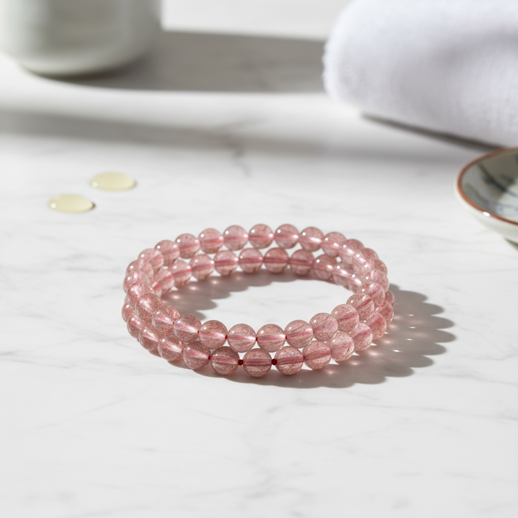 Bracciale Quarzo Fragola - Product shot su marmo