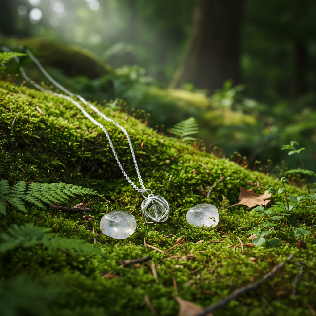 Collana Genesa Cristallo di Rocca - sfondo bosco