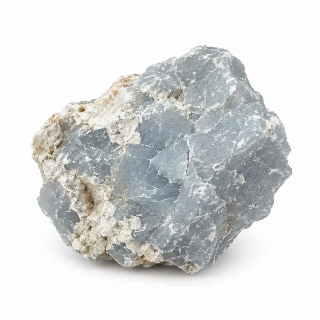 Angelite grezza su fondo bianco
