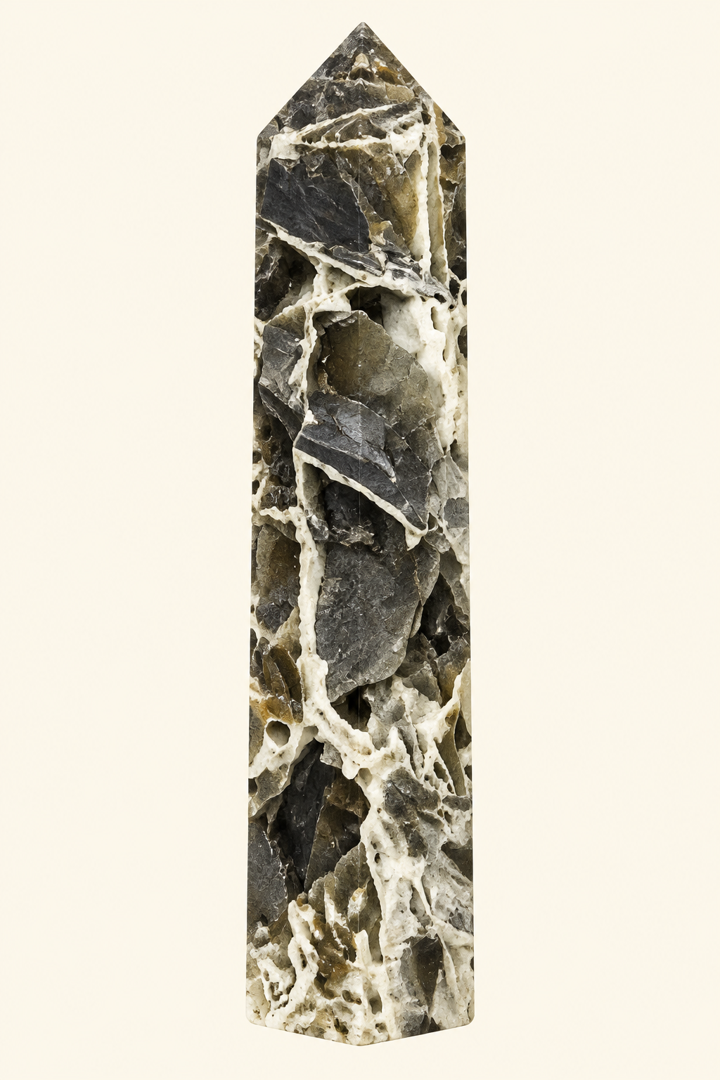 Obelisco singolo in sphalerite su avorio