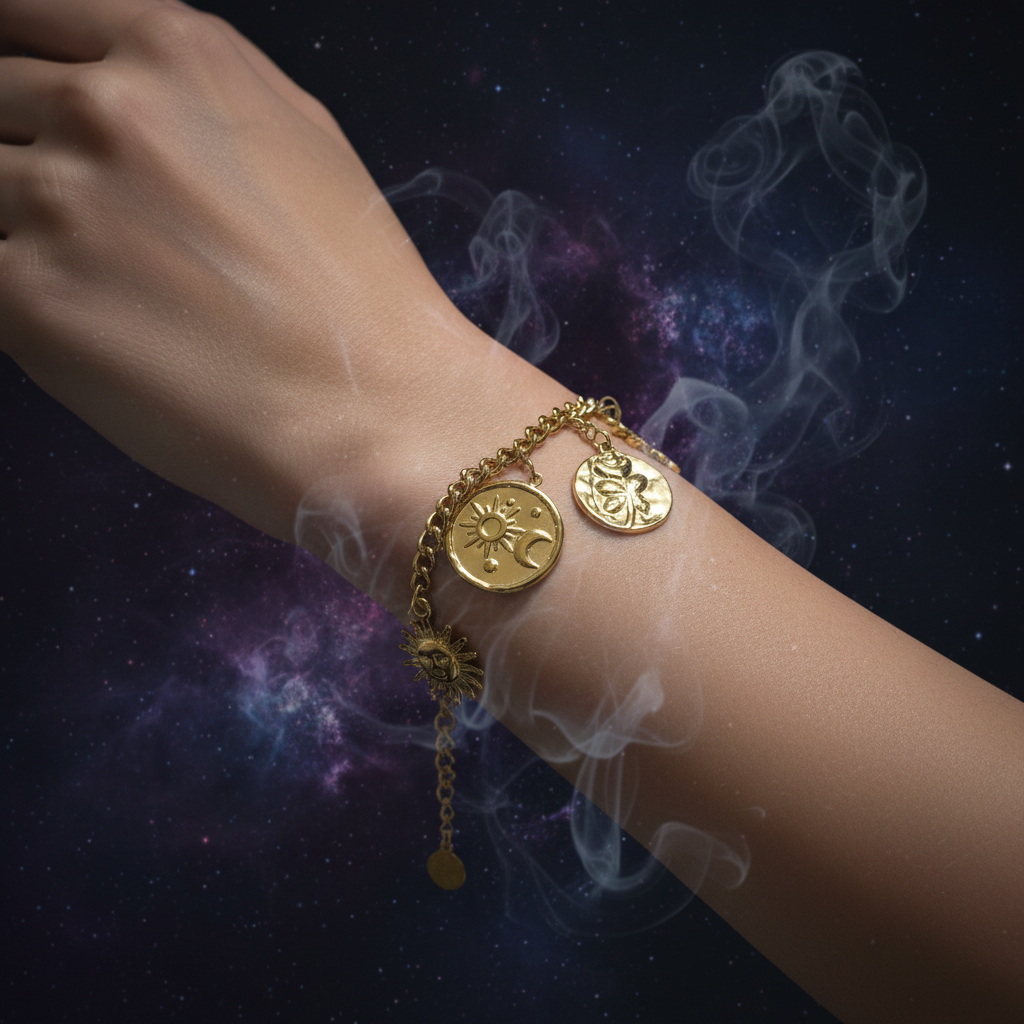 Bracciale Sole e Luna indossato - mood celeste