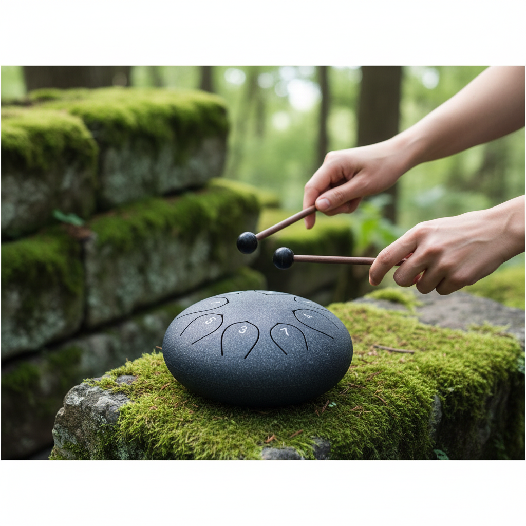 Tongue drum antracite - lifestyle in natura