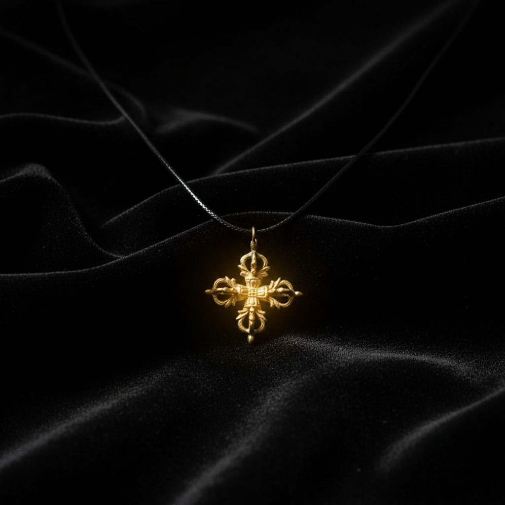 Collana doppio dorje - dark velluto nero